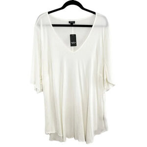 Torrid White Challis Semi Sheer V Neck Blouse Women's Plus Size 4X New With Tags